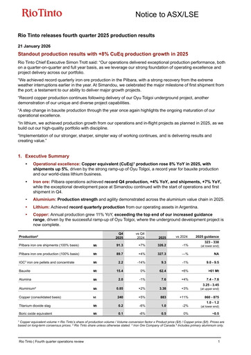 Thumbnail Rio Tinto Quarterly Report 2025-q4