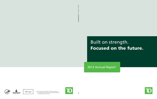 Thumbnail Toronto Dominion Bank Annual Report 2012