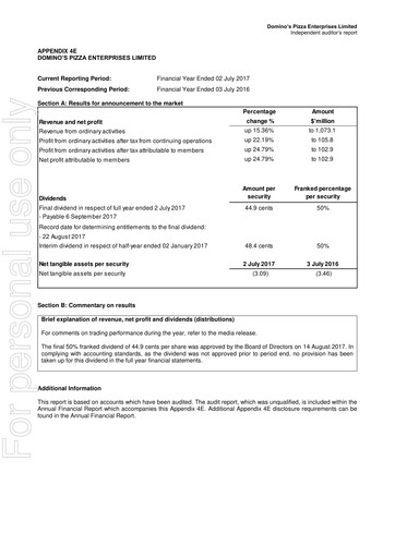 Thumbnail Domino's Pizza Enterprises (Australia) Financial Report 2017