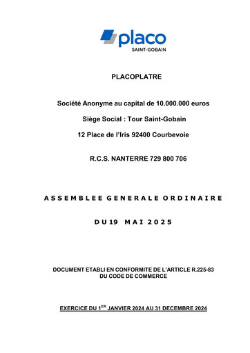 Thumbnail Placoplatre Financial Report 2024