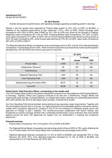 Thumbnail AstraZeneca Quarterly Report 2019-q1