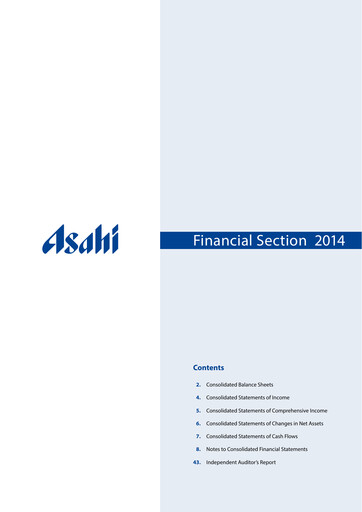 Miniature Asahi Group Rapport financier 2014