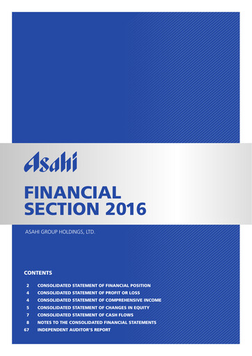 Miniature Asahi Group Rapport financier 2016