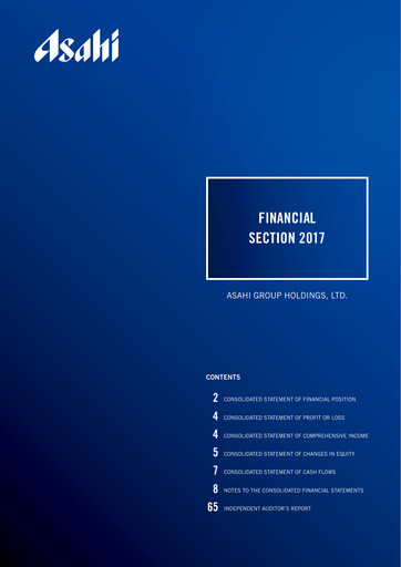 Miniature Asahi Group Rapport financier 2017
