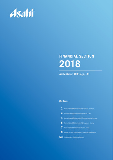 Miniature Asahi Group Rapport financier 2018