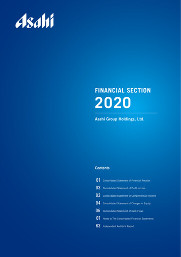 Miniature Asahi Group Rapport financier 2020