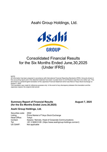 Thumbnail Asahi Group Half-year Report 2025-h1