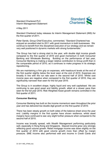 Thumbnail Standard Chartered Financial Statement 2011-q1