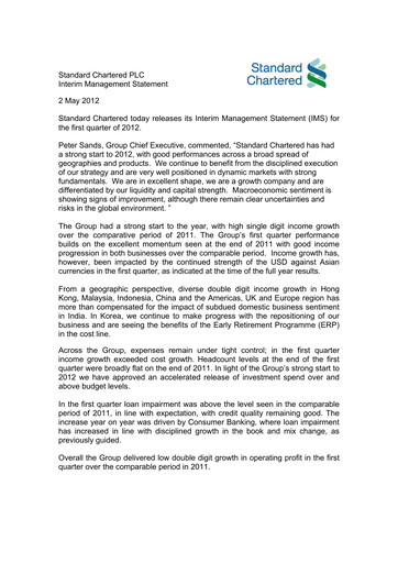 Thumbnail Standard Chartered Financial Statement 2012-q1