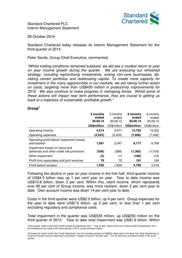 Thumbnail Standard Chartered Financial Statement 2014-9m