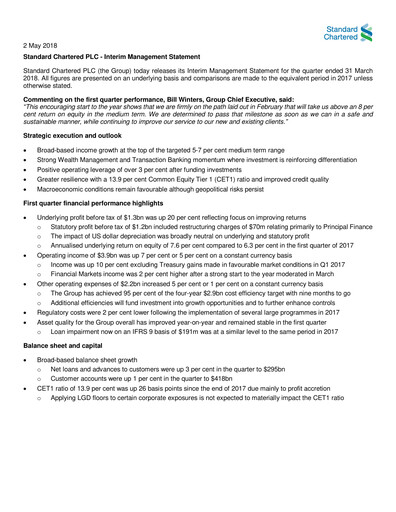 Thumbnail Standard Chartered Financial Statement 2018-q1