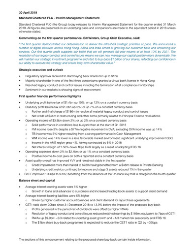 Thumbnail Standard Chartered Financial Statement 2019-q1