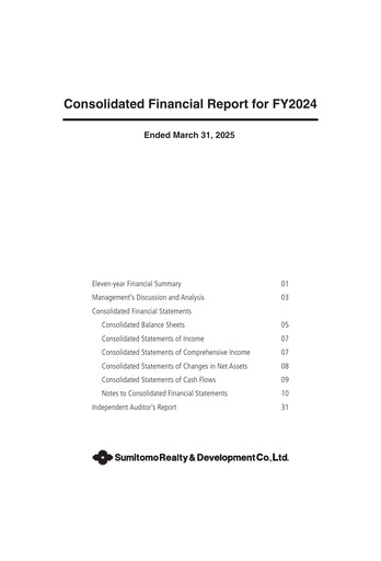 Thumbnail Sumitomo Realty & Development Financial Statement fy2024
