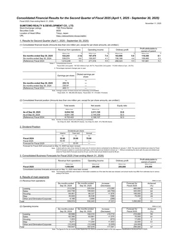 Thumbnail Sumitomo Realty & Development Half-year Report 2025-h1