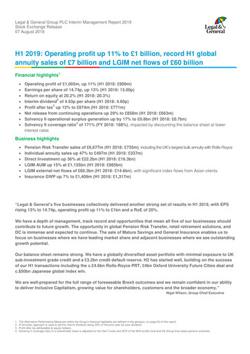 Vorschaubild Legal & General Halbjahresbericht 2019