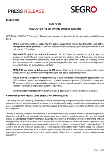 Thumbnail SEGRO Half-year Report 2016-h1