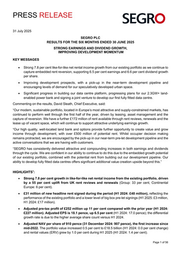 Thumbnail SEGRO Half-year Report 2025-h1