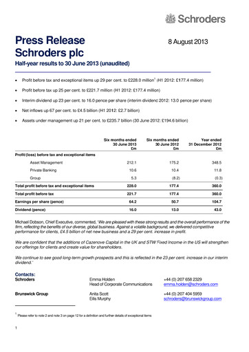 Miniature Schroders Rapport semestriel 2013-h1