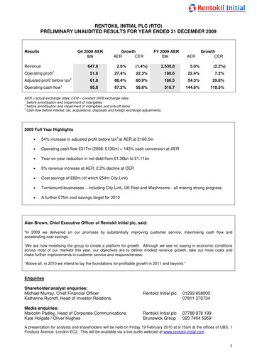 Thumbnail Rentokil Initial Financial Report 2009