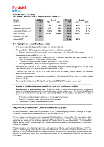 Thumbnail Rentokil Initial Financial Report 2013