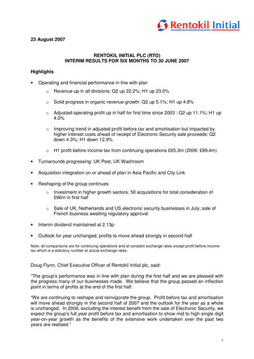 Thumbnail Rentokil Initial Half-year Report 2007