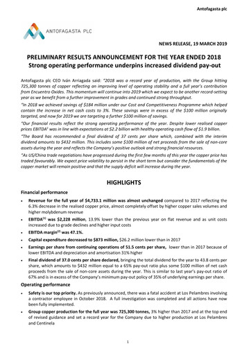Miniature Antofagasta Rapport financier 2018