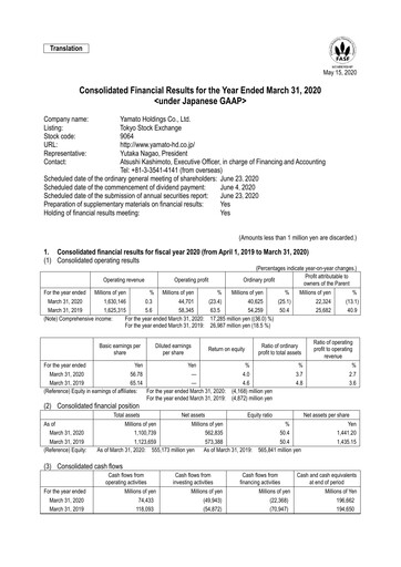 Thumbnail Yamato Holdings Financial Statement fy2020