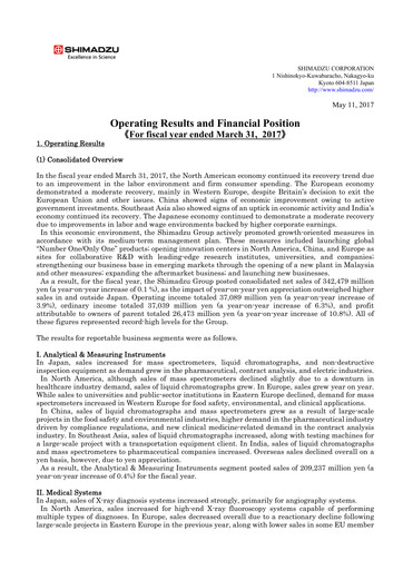 Thumbnail Shimadzu Financial Statement fy2016