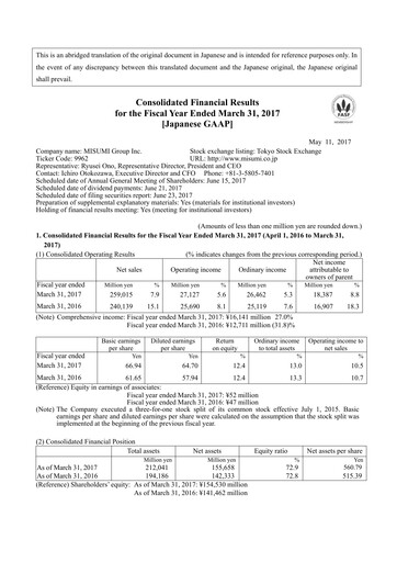 Thumbnail MISUMI Group Financial Statement fy2016