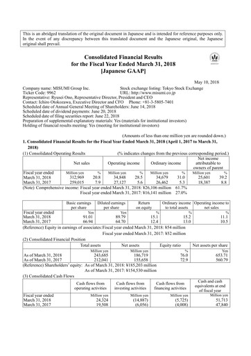 Thumbnail MISUMI Group Financial Statement fy2017