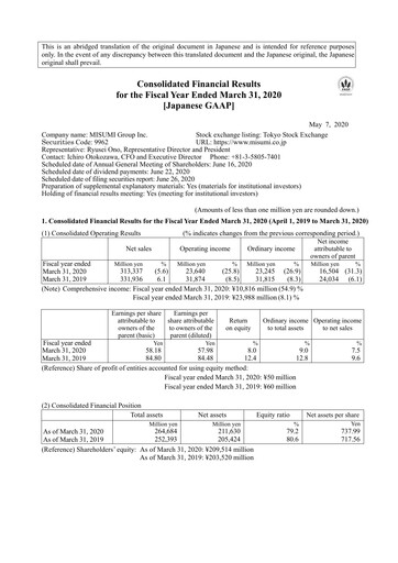 Thumbnail MISUMI Group Financial Statement fy2019
