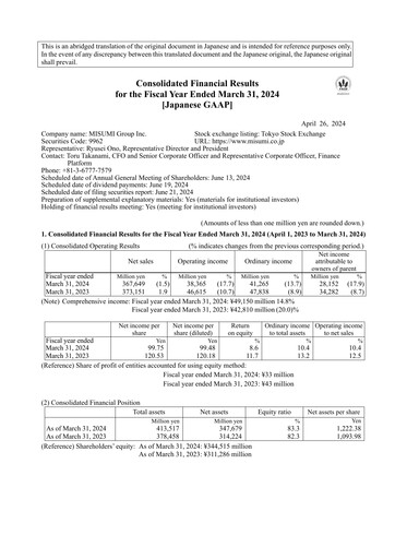 Thumbnail MISUMI Group Financial Statement fy2023