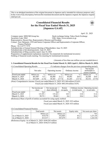 Thumbnail MISUMI Group Financial Statement fy2024