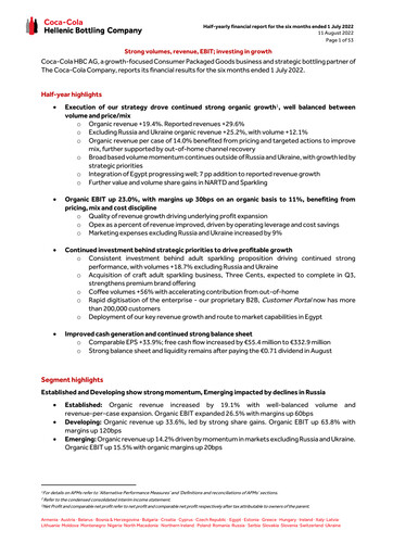 Thumbnail Coca-Cola HBC Half-year Report 2022-h1