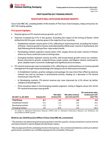 Miniature Coca-Cola HBC Rapport trimestriel 2017-q1