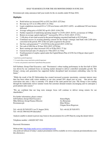 Thumbnail Persimmon Half-year Report 2016-h1