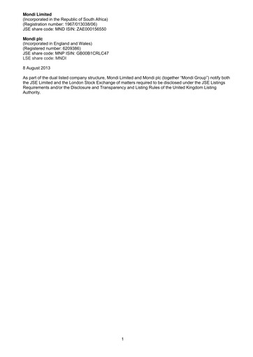 Thumbnail Mondi
 Half-year Report 2013-h1