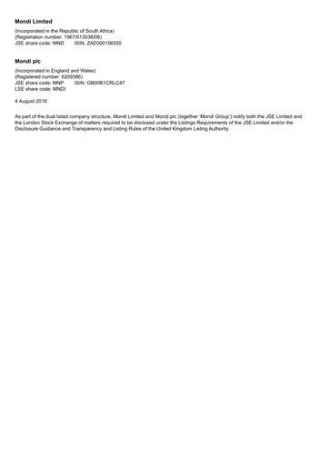 Thumbnail Mondi
 Half-year Report 2016-h1