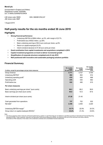 Thumbnail Mondi
 Half-year Report 2019-h1
