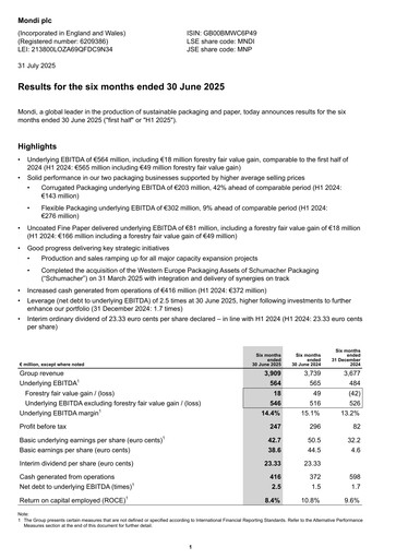 Thumbnail Mondi
 Half-year Report 2025-h1