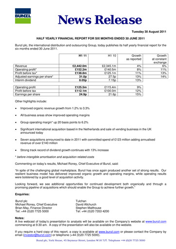 Miniature Bunzl Rapport semestriel 2011