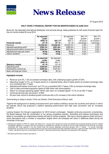 Miniature Bunzl Rapport semestriel 2019