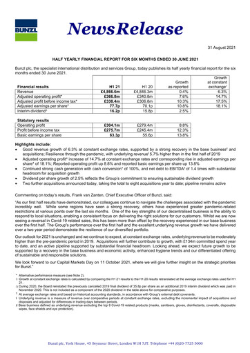 Miniature Bunzl Rapport semestriel 2021