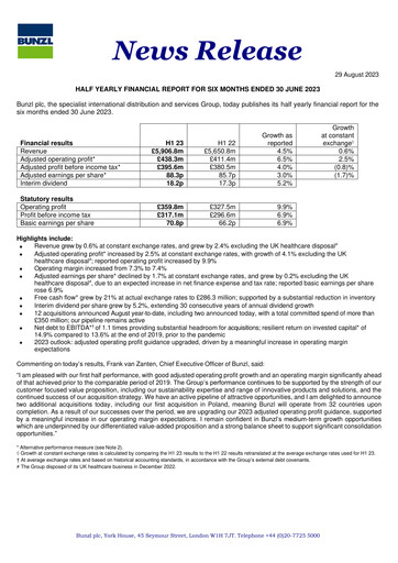 Miniature Bunzl Rapport semestriel 2023