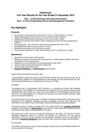 Miniature Informa plc Rapport financier 2013