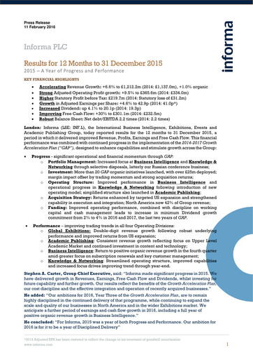 Miniature Informa plc Rapport financier 2015