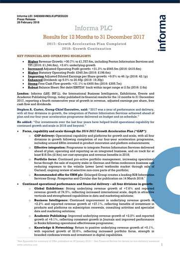 Miniature Informa plc Rapport financier 2017