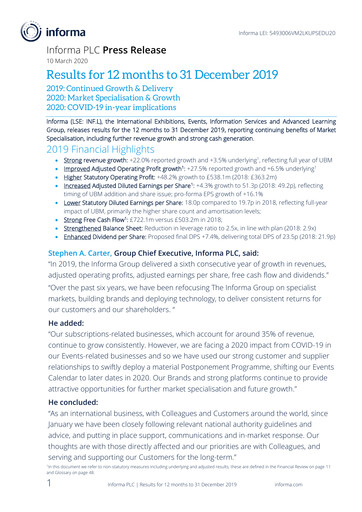 Miniature Informa plc Rapport financier 2019