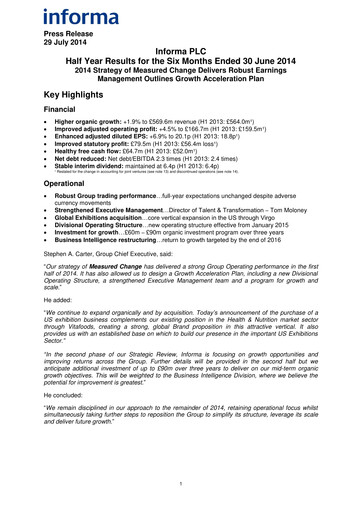 Miniature Informa plc Rapport semestriel 2014-h1