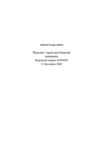 Thumbnail Admiral Group Annual Report 2002